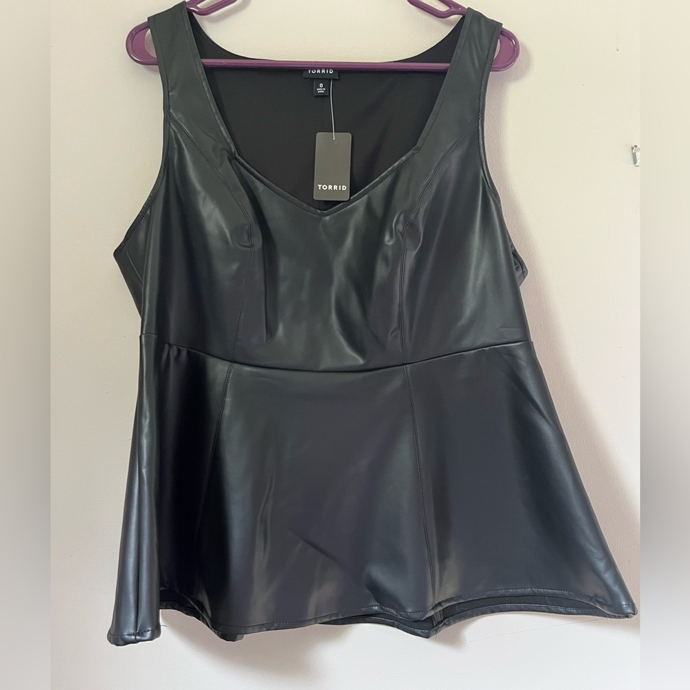 Torrid Black Faux Leather Blouse